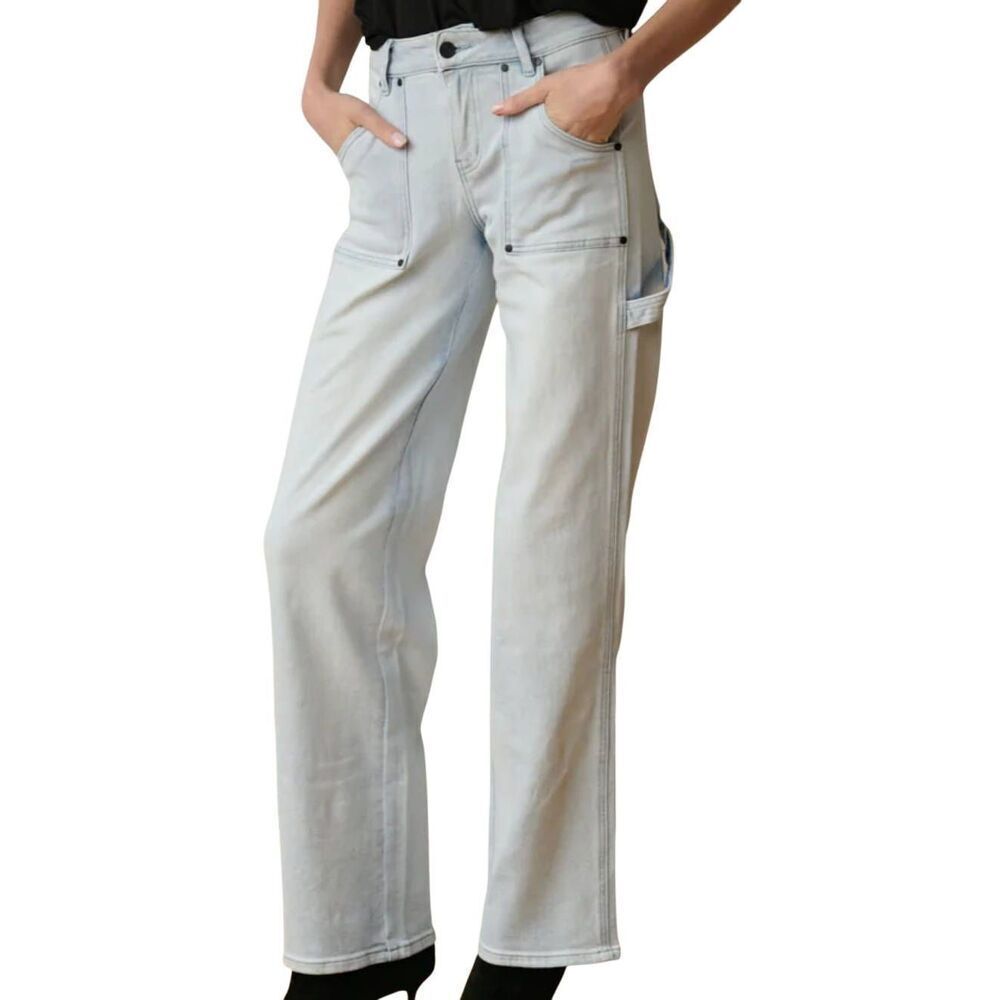 TT Studios Jeans Women's 26 Blue Jade Mid Rise Utility Carpenter Straight Leg